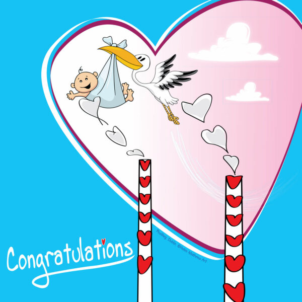 Congratulations Poolbeg Baby Cards stork