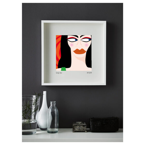 Lady Two Graphic Art large white framed print