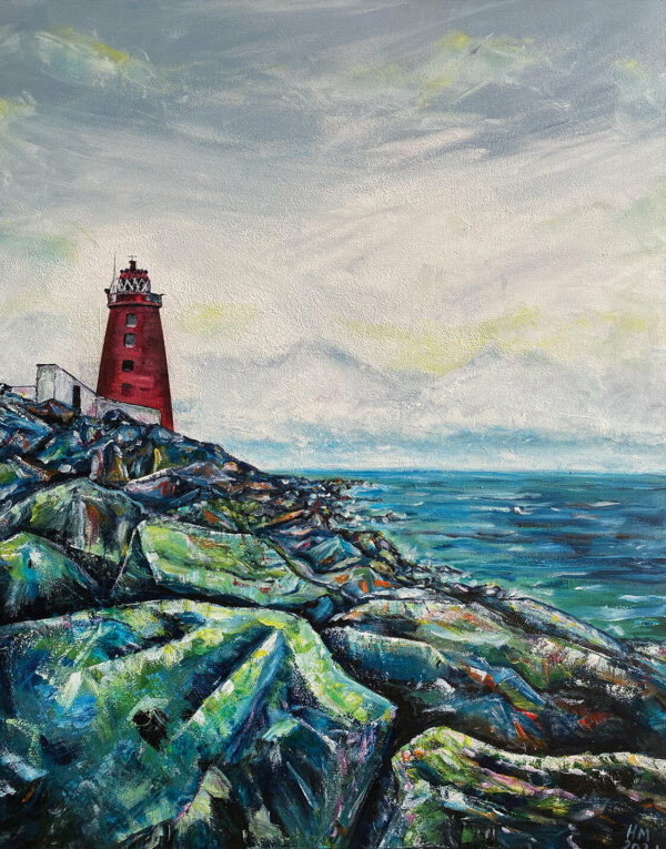 Poolbeg Lighthouse from Rocks Dublin Bay Framed Print