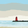 Poolbeg Lighthouse, Graphic Art, Dublin Seascapes, Extra Large Framed Prints