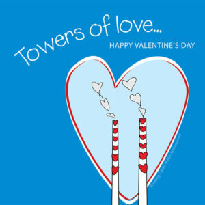 Towers of love Poolbeg Valentines Card