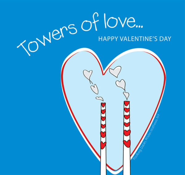 Towers of love Poolbeg Valentines Card