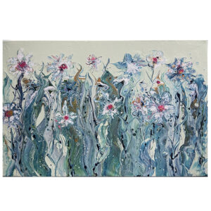 Title: Green Flowers Splash